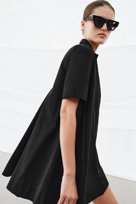 ZARA КОРОТКОЕ ПЛАТЬЕ ИЗ ПОПЛИНА — ZW COLLECTION, ЧЕРНЫЙ