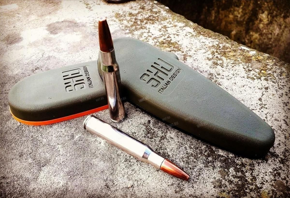 Затыльник для приклада Shu-Equipment, СЕРЫЙ/синяя вставка, толщина 17 мм