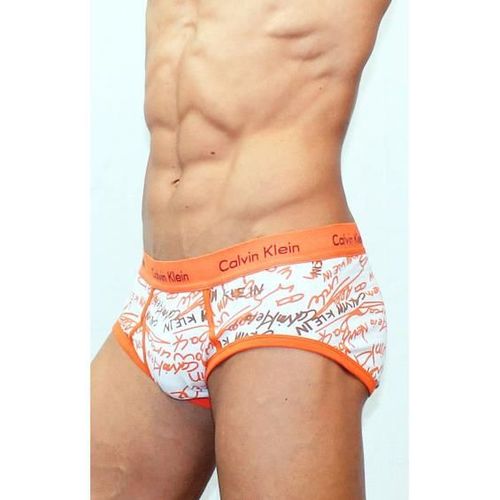 Мужские трусы брифы Calvin Klein 365 Orange Signature Print CK00357