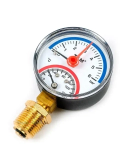 Термоманометр радиальный TIM, корпус 63 мм, диапазон 0-6 бар, подключение 1/2 Y-63-6