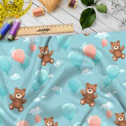 Ткань премиум интерлок летящие медведи