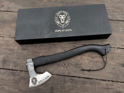 Кованый топор "Брату от брата", рукоять черный мореный ясень