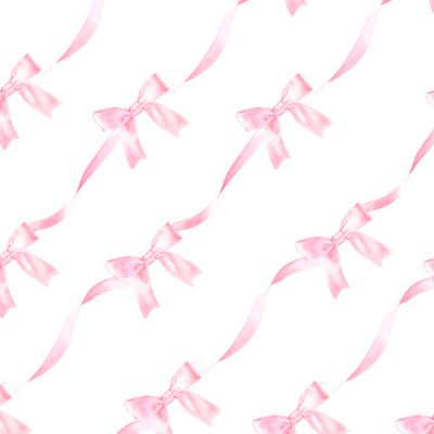 Розовые бантики и ленточки на белом фоне