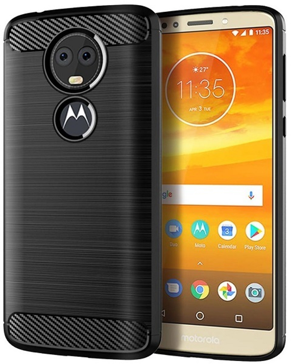 Чехол для Motorola Moto E5 Plus (E5 Supra) цвет Black (черный), серия Carbon от Caseport