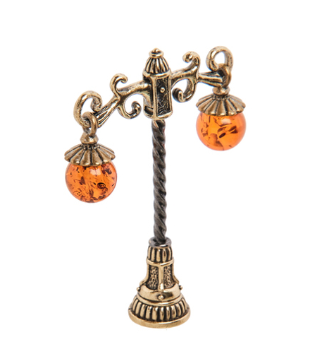 AM-3196 Фигурка «Фонарь» (латунь, янтарь)