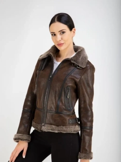 Дубленка женская натуральная короткая Турция легкая автоледи