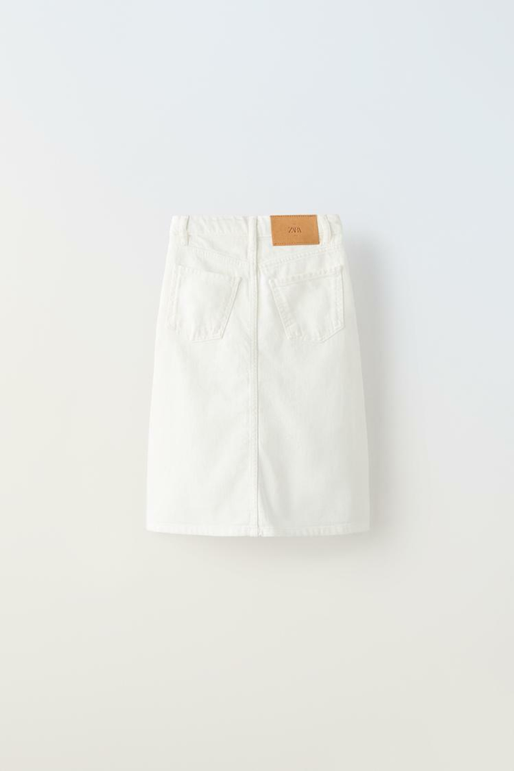 ZARA ДЖИНСОВАЯ ЮБКА МИДИ, БЕЛЫЙ