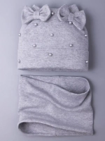 Шапка для девочки на осень с ушками и снуд