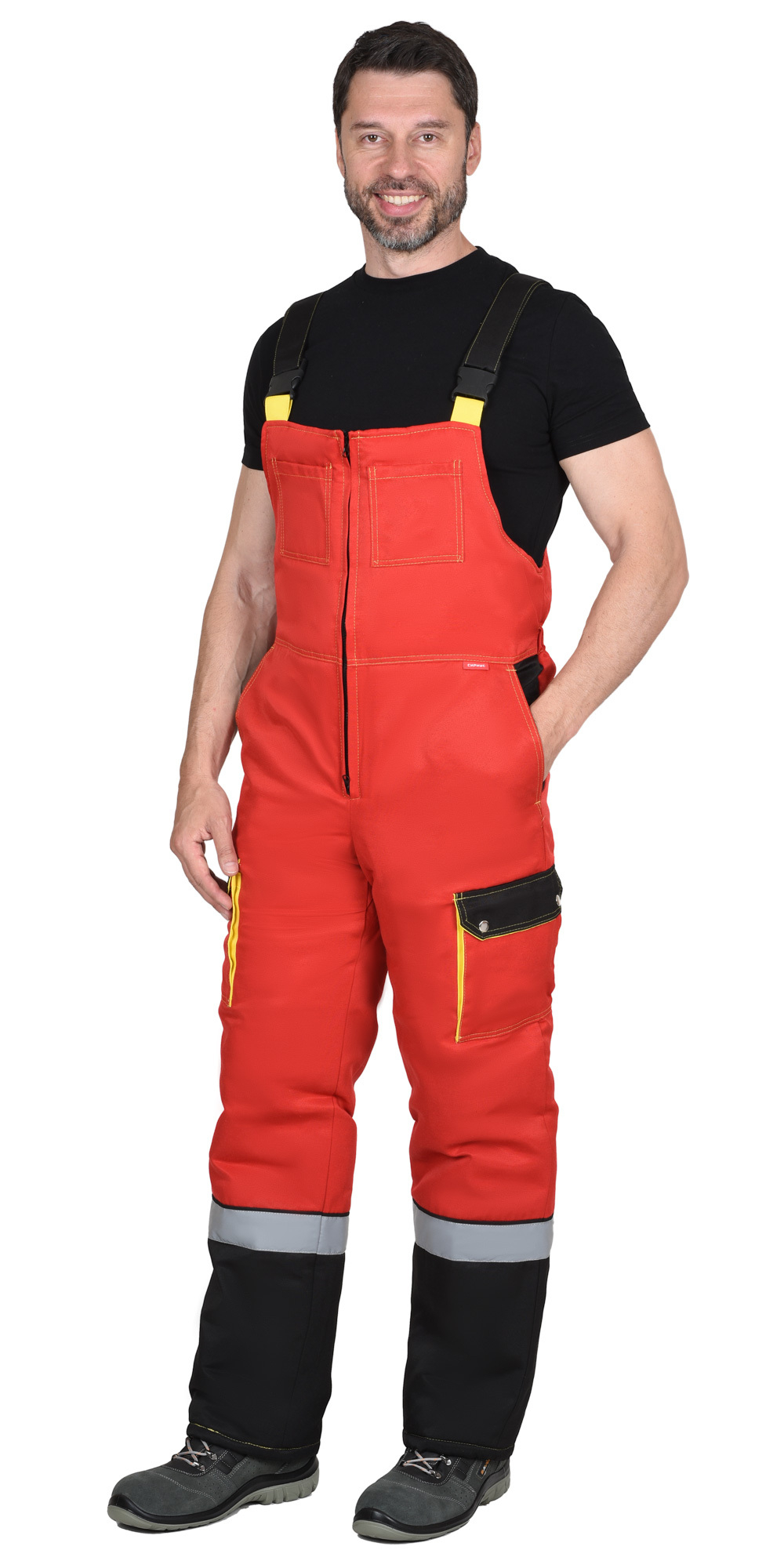 Костюм "ТИТАН" зим: куртка дл., п/к. красный с черным и СОП-50мм. - ПОД ЗАКАЗ