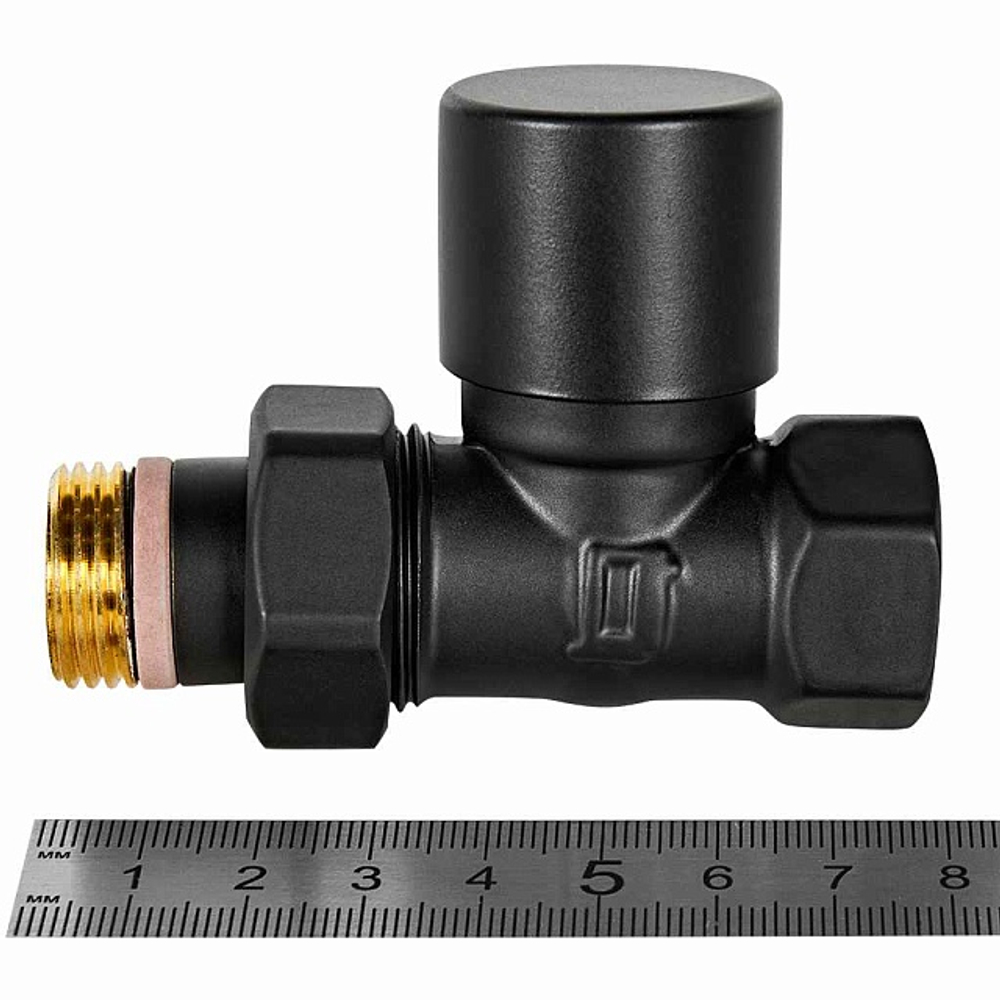Клапан балансировочный прямой STOUT Design - 1/2" (ВР/НР-американка, PN10, Tmax 120°C, EPTF уплотнение, цвет черный)