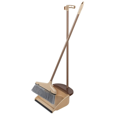 Набор для уборки "Mini": щетка для пола с совком, с длинными рукоятками 66-67см, цвет бежевый