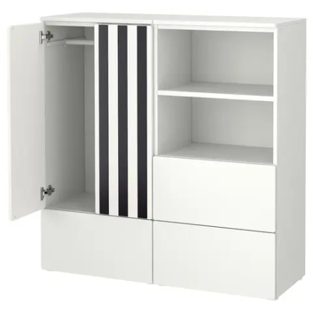 Книжный шкаф - IKEA SMÅSTAD / PLATSA /SMАSTAD / СМОСТАД/ ПЛАТСА ИКЕА, 123х120 см, белый/черный