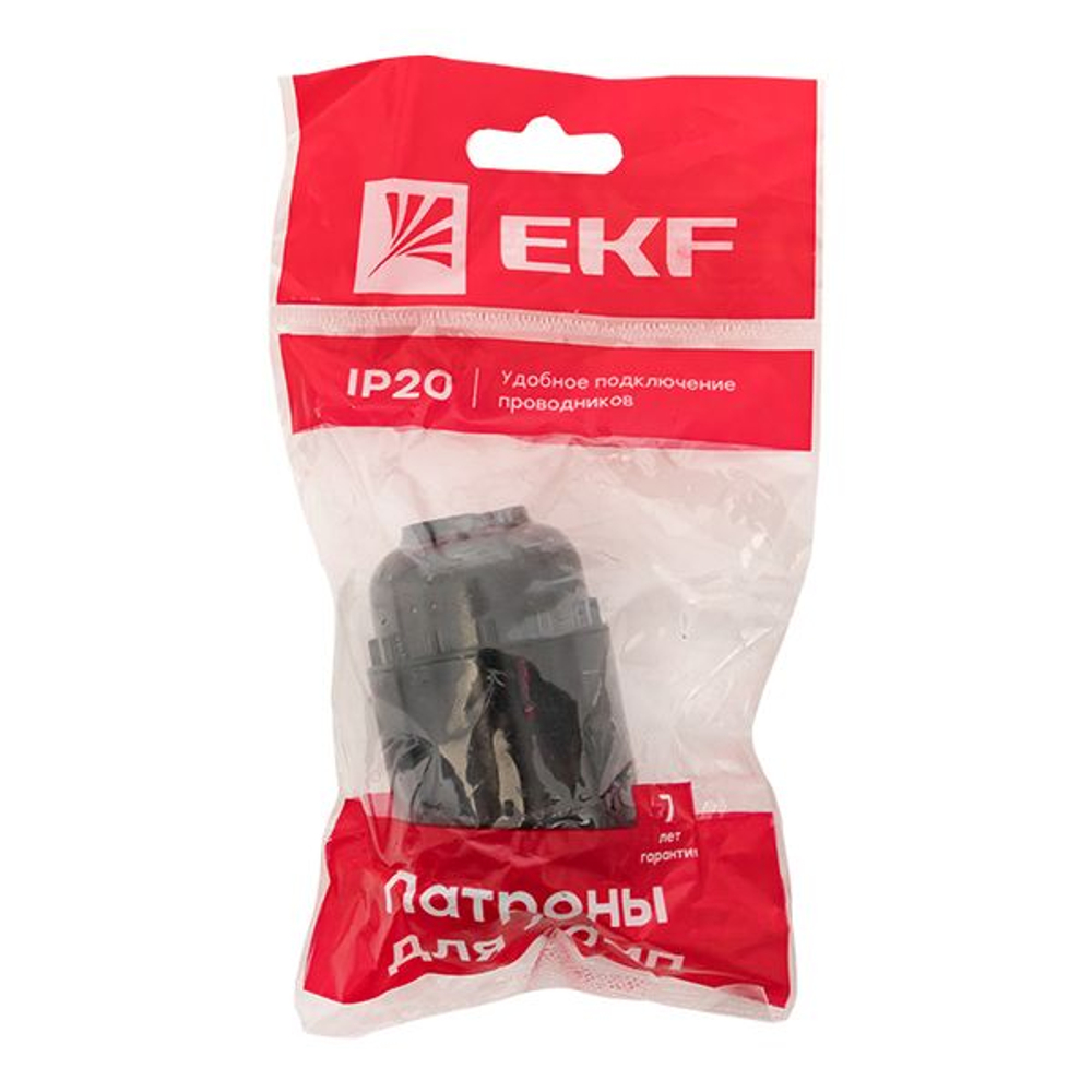 Патрон карболитовый подвесной Е27 черн. индивидуальный пакет EKF (300.00 шт.)
