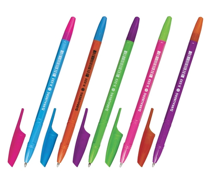 Ручка шарик. узел 0,7 мм. линия 0,35 мм. X-333 MIX синяя, корпус ассорти (BRAUBERG)