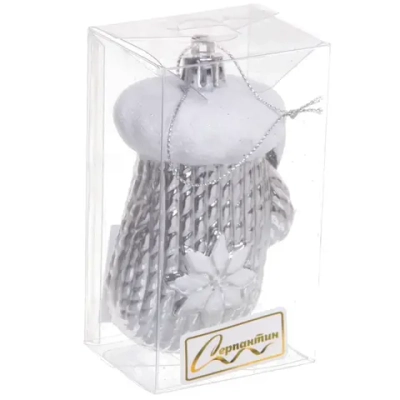 Ёлочная игрушка «Новогодняя варежка» 5*4*10 см, серебро