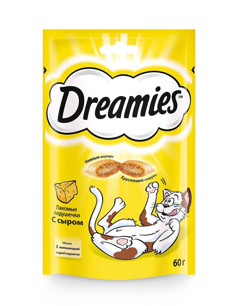 Лакомство Dreamies для кошек лакомые подушечки с сыром 60 г