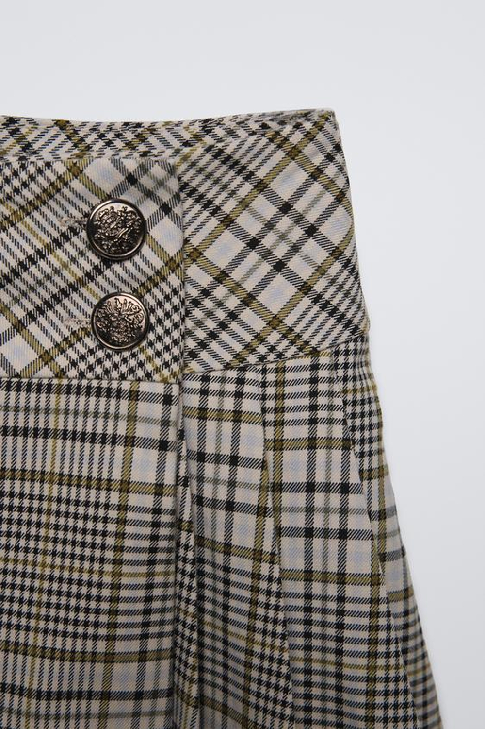 ZARA ЮБКА В КЛЕТКУ, ЗЕЛЕНЫЙ