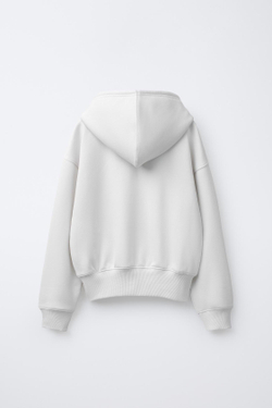 ZARA ХУДИ JOGGING С НАДПИСЬЮ И КАПЮШОНОМ, ЭКРЮ