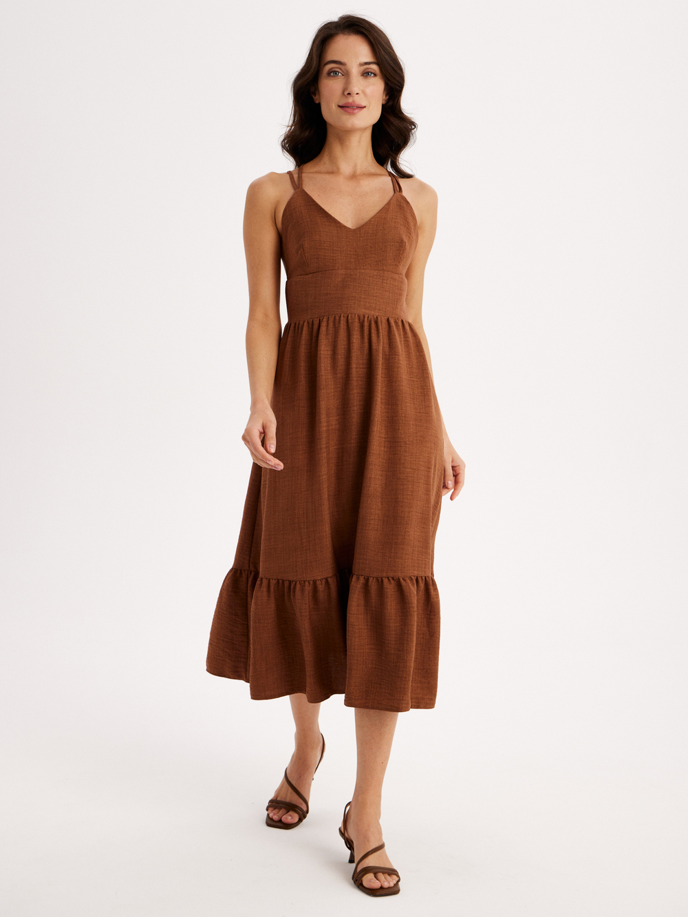 Сарафан льняной с завязками