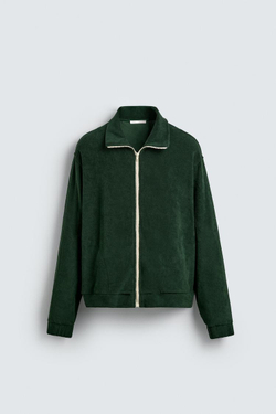 ZARA ТОЛСТОВКА МАХРОВАЯ НА МОЛНИИ, БУТЫЛОЧНО-ЗЕЛЕНЫЙ