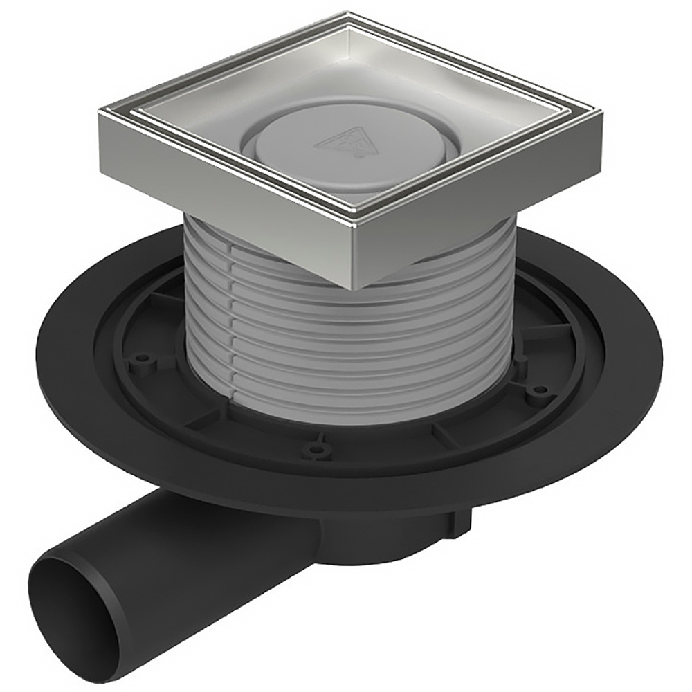 Душевой трап Azario 125х125 Dn 50 горизонтальный выпуск, с решеткой под плитку, гидрозатвором (AZ-C381 A)