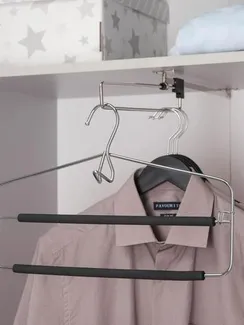 Вешалка для одежды антискользящая 2-х уровневая SAVANNA, 37×22 см, металл / полиуретан, цвет чёрный