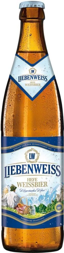 Пиво Либенвайс Вайзен / Liebenweiss Hefe-Weissbier 0.5 - стекло