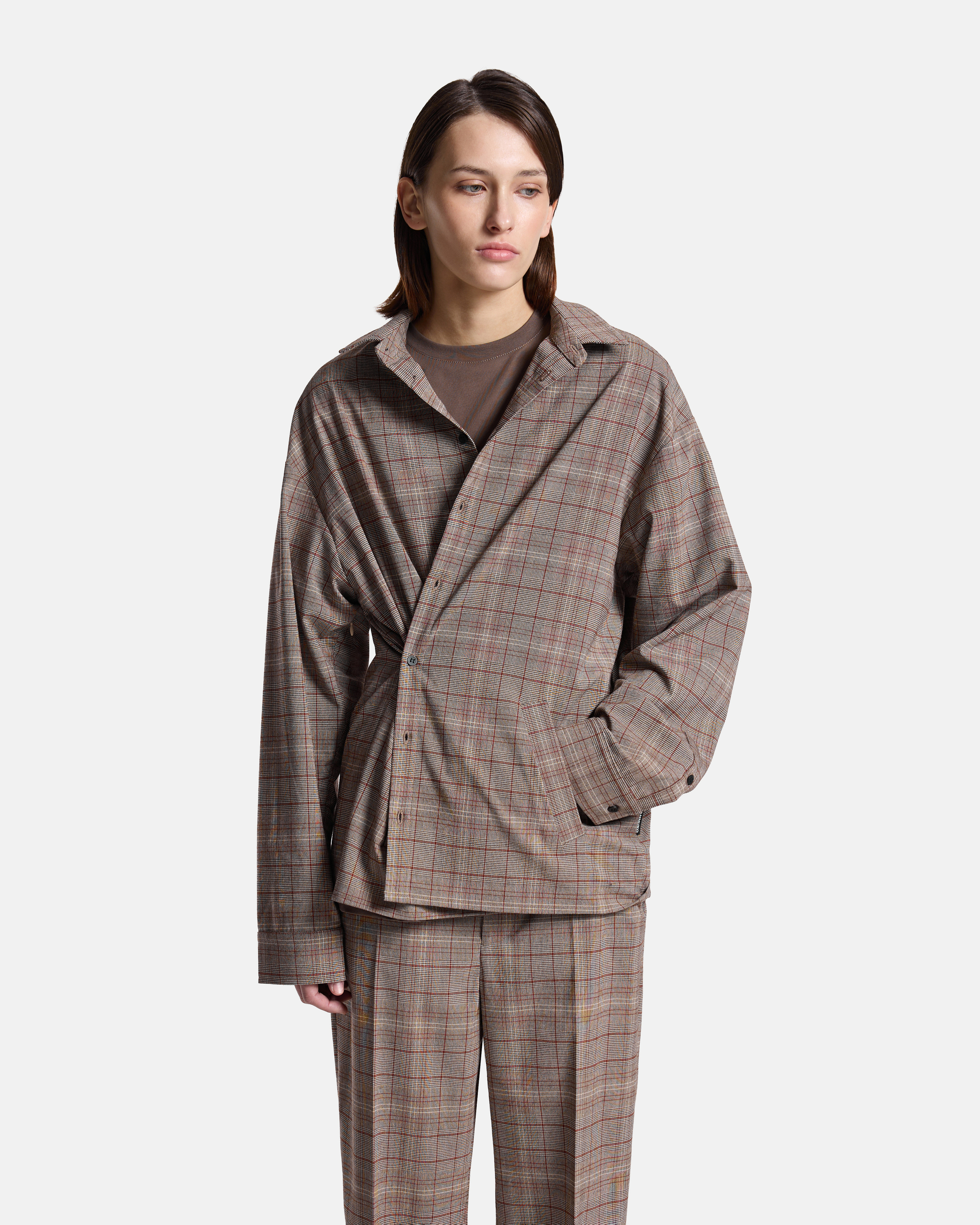 РУБАШКА-КЕЙП ИЗ КОСТЮМНОЙ ТКАНИ