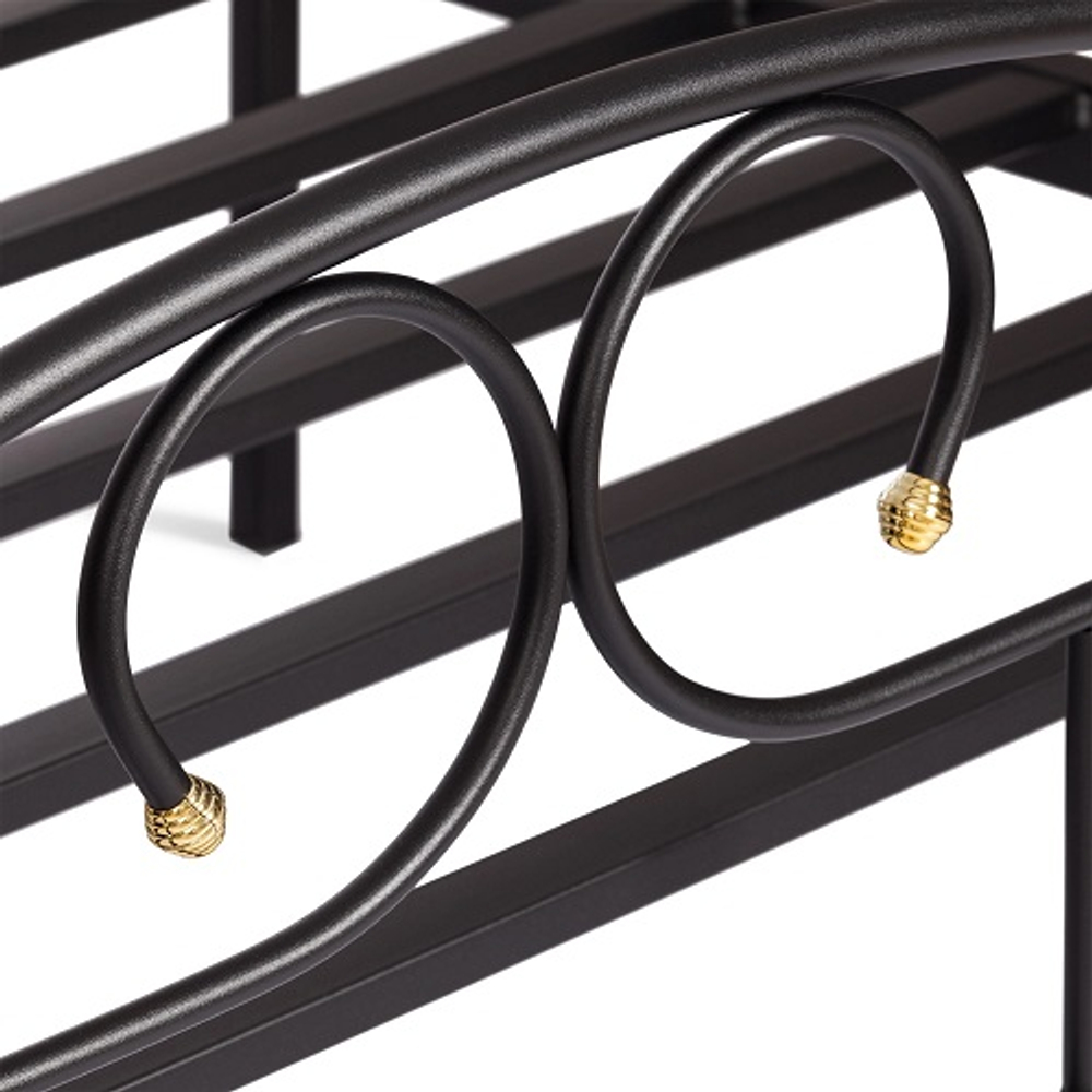 Кровать AT-808 дерево гевея/металл, 160х200см, красный дуб/черный