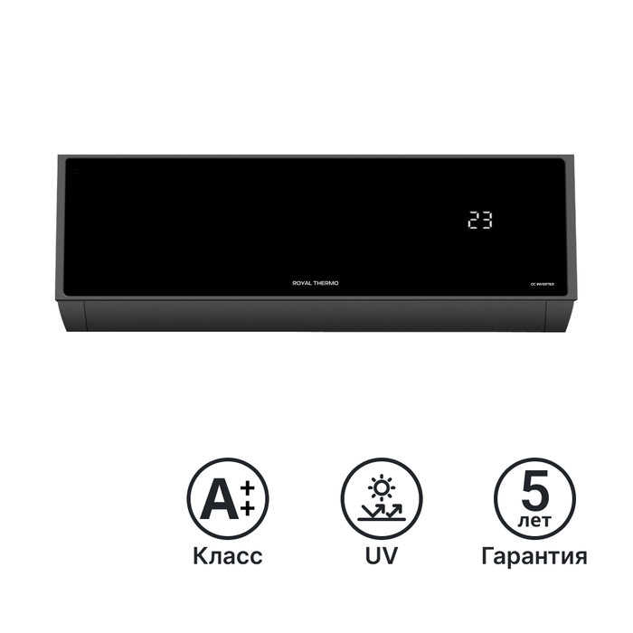 Купить Сплит-система инверторная Royal Thermo Барокко Блэк (Barocco Black)-12 недорого со склада в Хабаровске, Якутске, Владивостоке, Южно-Сахалинске, Благовещенске