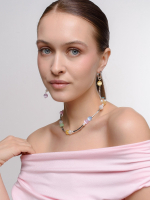 Серьги "Bubble violet-yellow" с селенитом Silver"