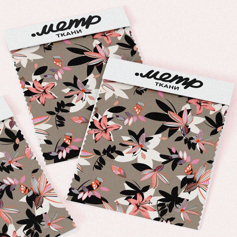 Ткань кулирная гладь лилии с тенью