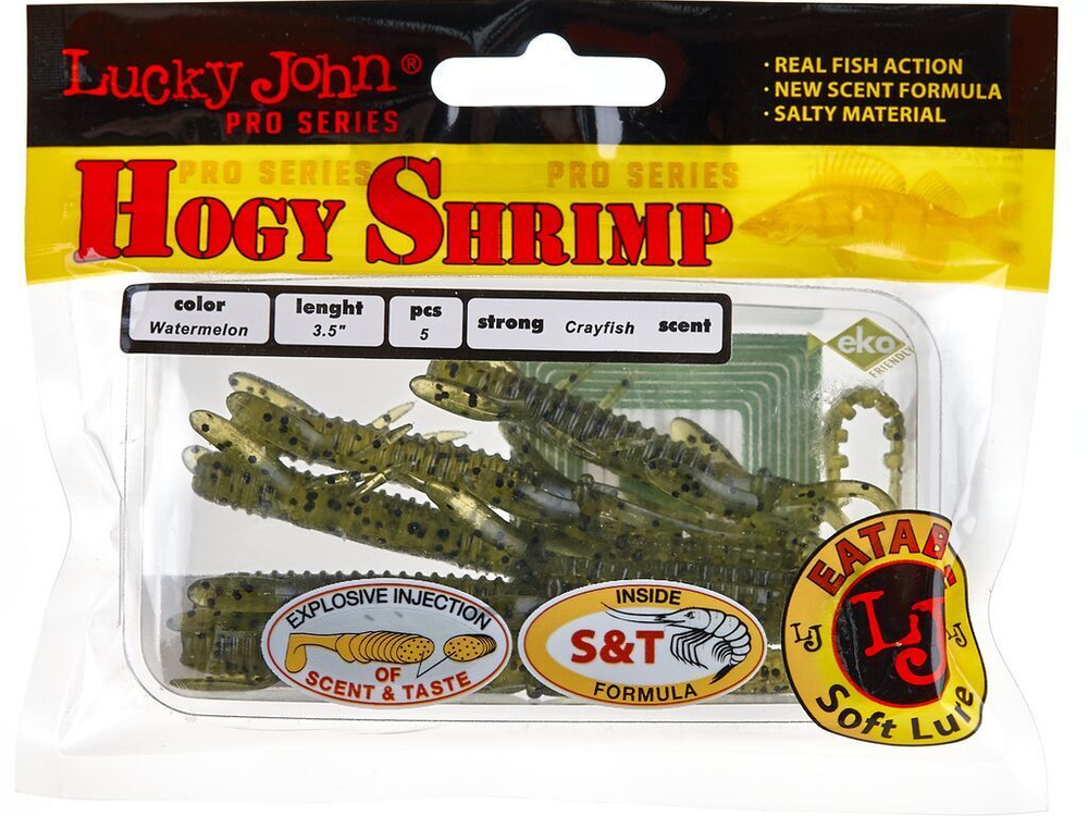 Мягкая приманка Lucky John Series HOGY SHRIMP 3.5in (89 мм), цвет PA01, 5 шт.