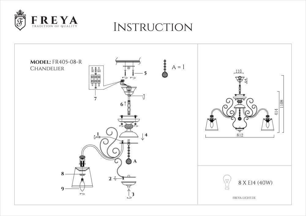 Подвесная люстра Freya FR2405-PL-08-BZ