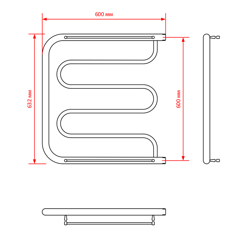 Полотенцесушитель MIXLINE SIMPLE PM1 60х60 1'' ПОЛКА