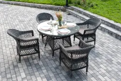 "Дольче" обеденная группа из искусственного ротанга, цвет графит