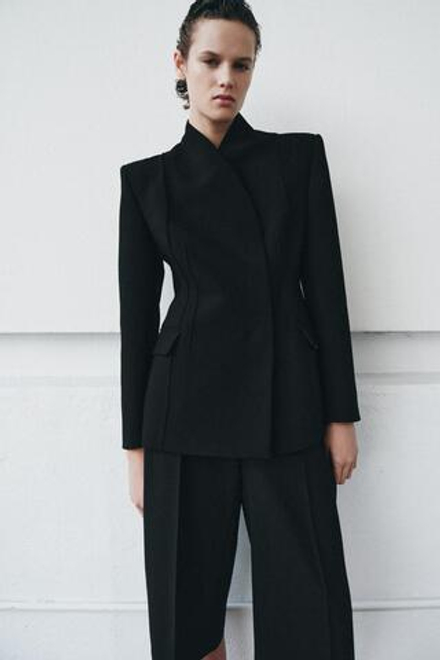 ZARA ПРЯМЫЕ ШОРТЫ СО СТРЕЛКАМИ — ZW COLLECTION, ЧЕРНЫЙ