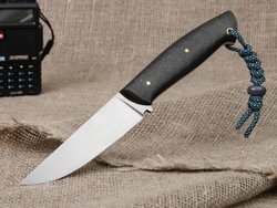 Нож для бушкрафта "Куница", сталь VG-10/Elmax, рукоять карбон (черный спейсер)