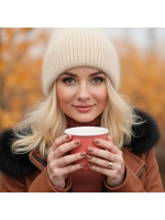 шапка вязаная бини ангора теплая демисезонная с отворотом