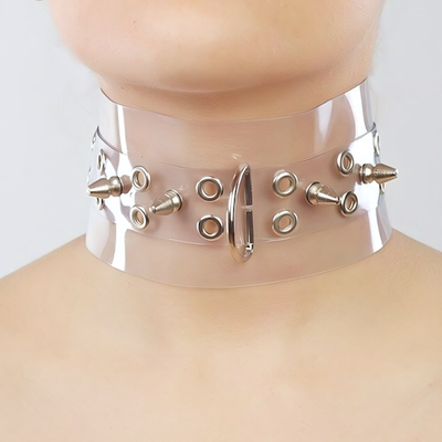 Прозрачный ошейник с шипами (Цвет: прозрачный)