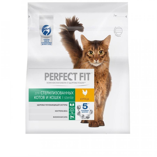 Сухой корм Perfect Fit Sterile  для взрослых стерилизованных кошек, с курицей, 1.2 кг