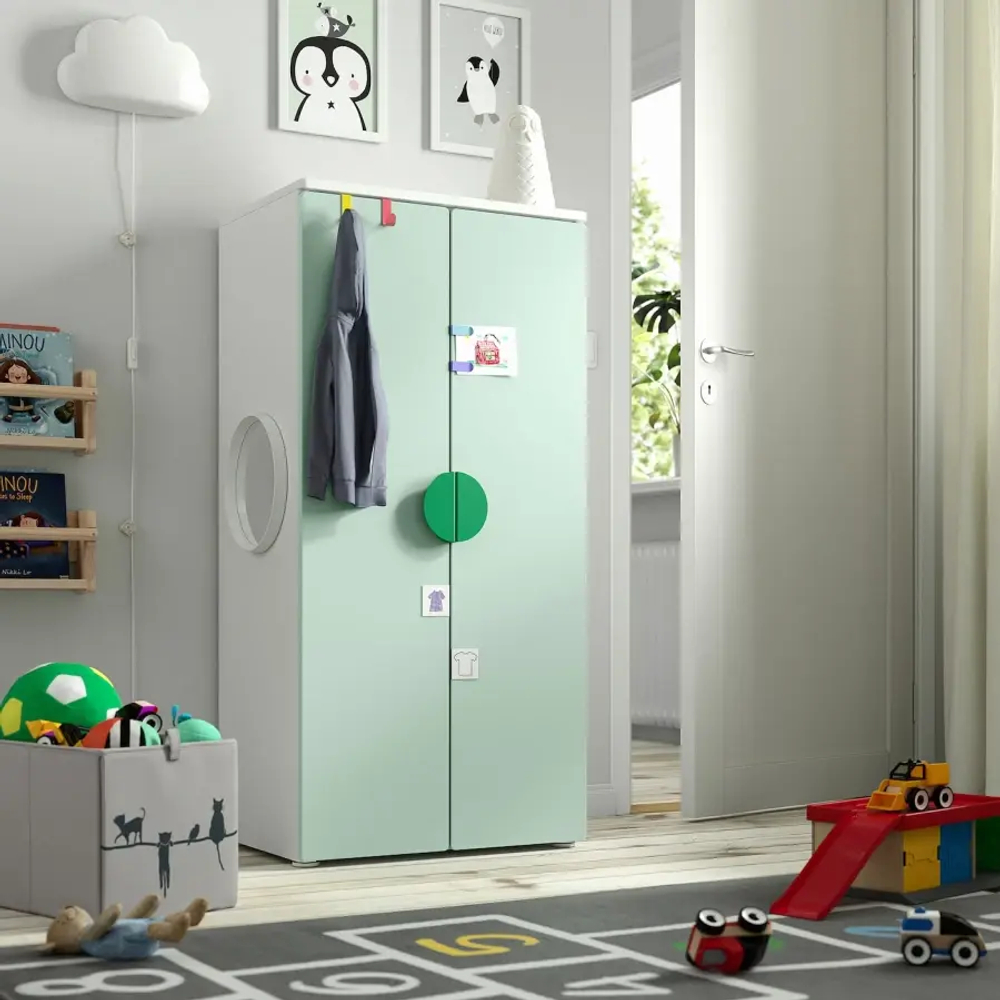 Гардероб - IKEA SMÅSTAD/SMASTAD/СМОСТАД ИКЕА,  123х60 см, белый/зеленый