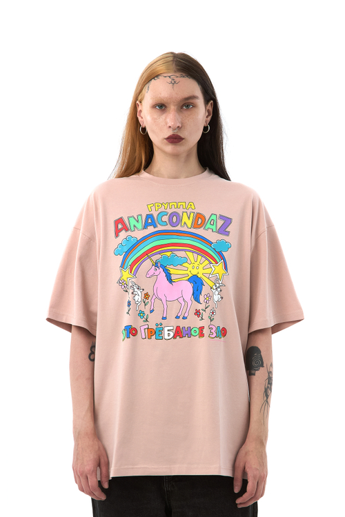 Футболка "Грёбаное зло" peach