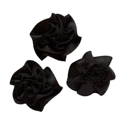 JY100028 Цветок текстильный декоративный, 2,5см, цв.черный 030