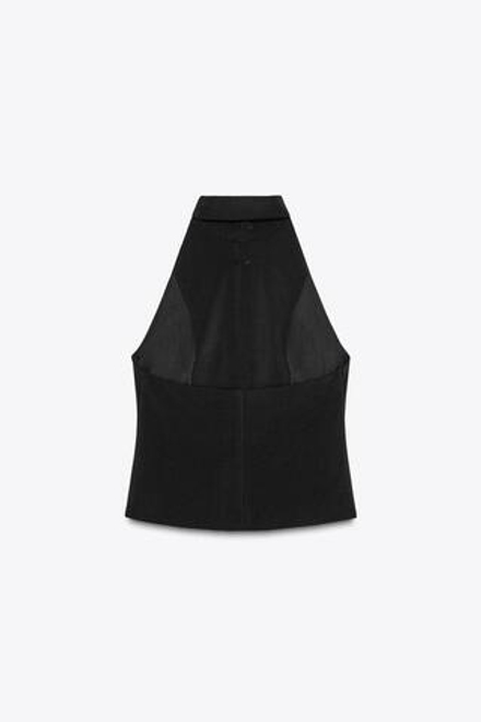 ZARA ЖИЛЕТ С ГОРЛОВИНОЙ ХАЛТЕР И ПУГОВИЦАМИ, ЧЕРНЫЙ