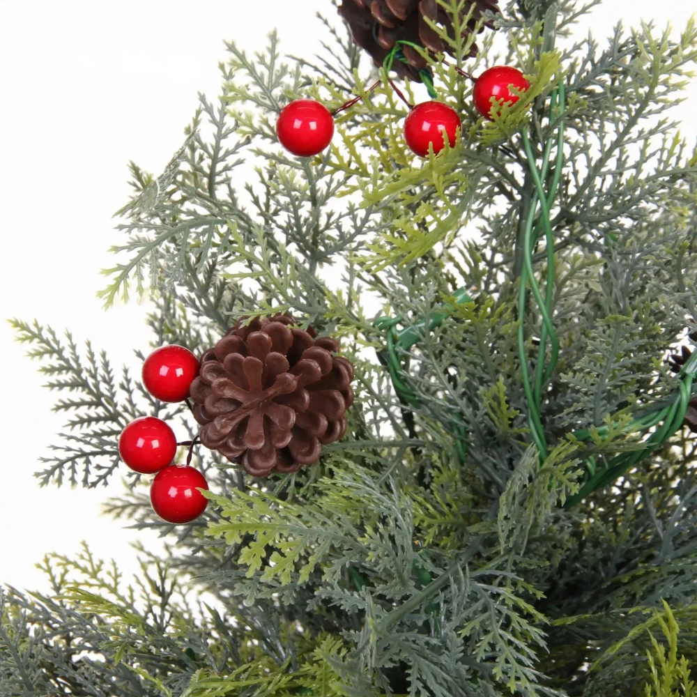 Ёлка светодиодная в горшке «Лесная радость» 90 см, (260 веток) 80 ламп LED, цвет свечения-Теплый белый