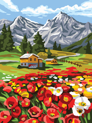 "Домик в горах"-10501 канва с рисунком