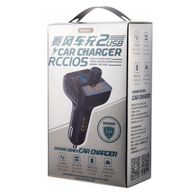Автомобильное зарядное устройство USB Remax RCC-105 (2 порта, FM модулятор, LCD) Черный