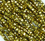 БВЛ002НН3 Хрустальные бусины квадратные, цвет: золото металлик, размер 3 мм, кол-во: 63-65 шт.