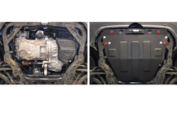 Защита картера и КПП Rival для FAW Besturn B50 I рестайлинг (V - 1.6) 2013-2017/FAW Besturn X80 I рестайлинг (V - 2.0) 2016-2021, сталь 1.5 мм, с крепежом, штампованная, 111.8009.1